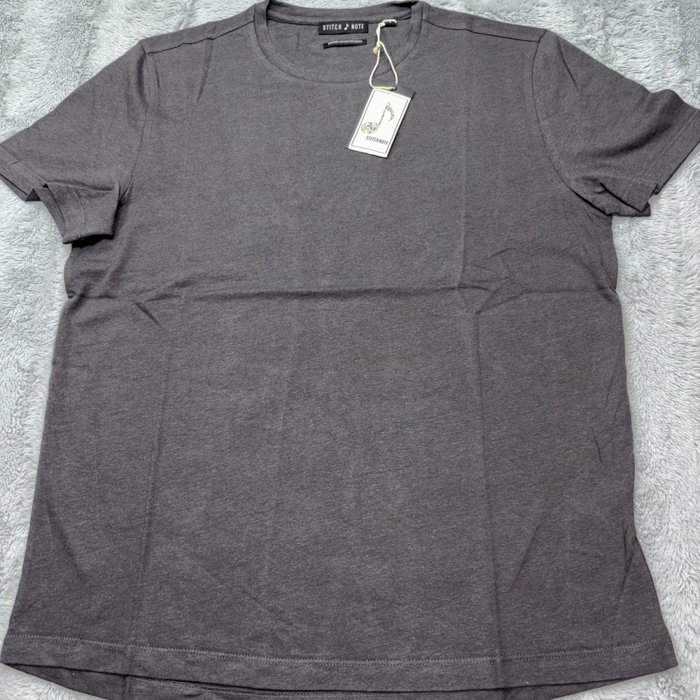 Stitch Note Charcoal Crew Neck Knit Shirt small